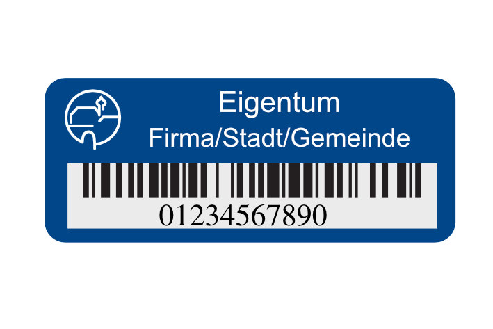 Inventaraufkleber, 50x20mm, Typenschild, Stärke 0,5mm, selbstklebend, Alu eloxiert Inventaraufkleber, 50x20mm, Typenschild, Stärke 0,5mm, selbstklebend, Alu eloxiert