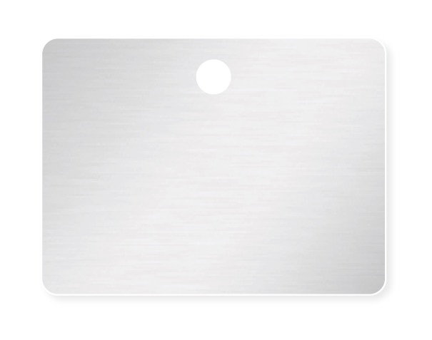 Alu-Plättchen 40x30  mm, Befestigungsbohrung 4 mm, Aluminium blanko Silber, abgerundete Ecken