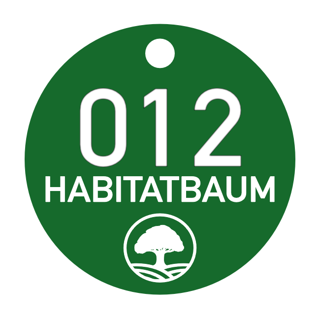 40mm-Gruen-Habitat-Baum Habitatbaum geschuetzter Lebensraum, Logo Baum, Alu Plakette Baummarke, Muster grün