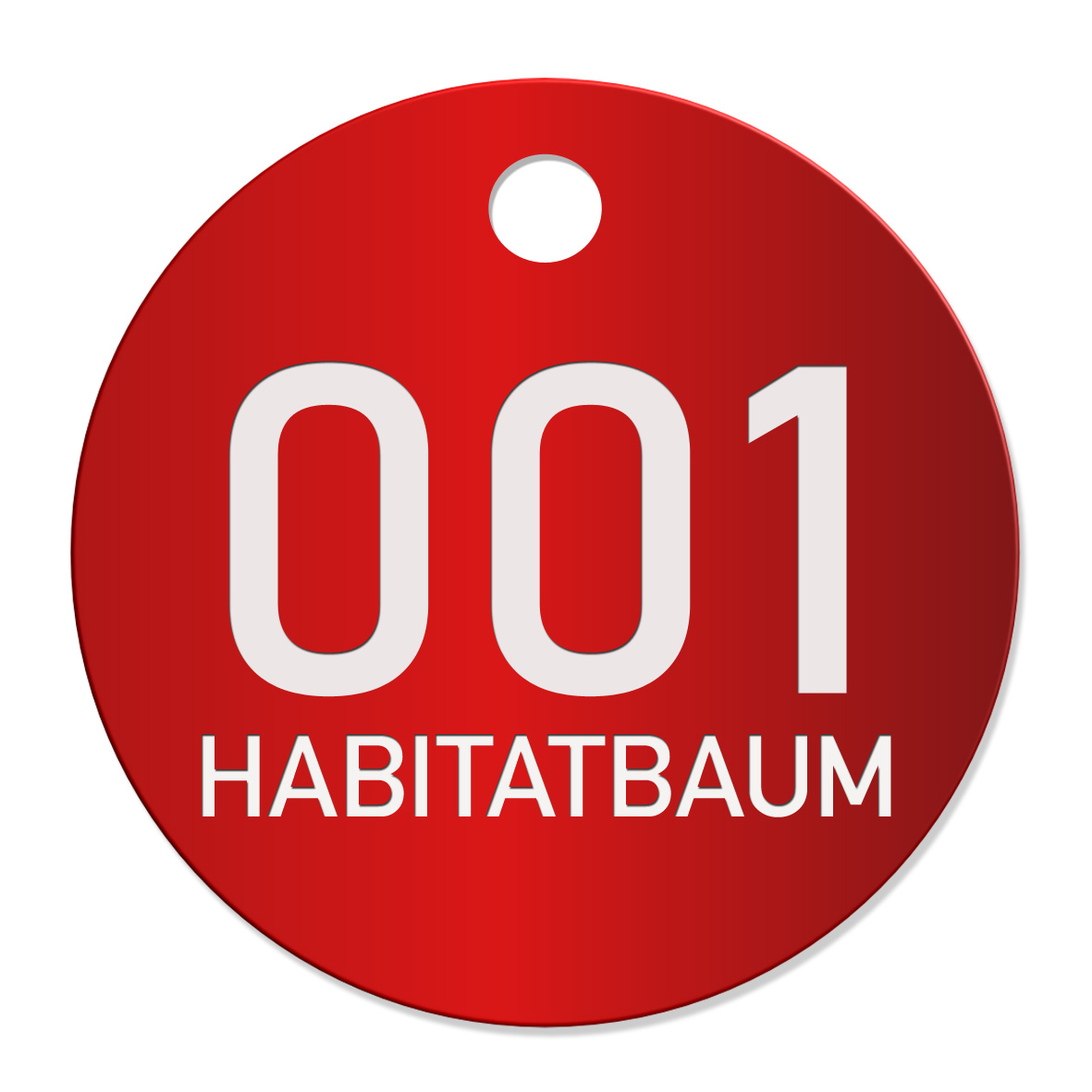 Habitatbaum Baummarke, Alu Plakette rot eloxiert, ø 40mm