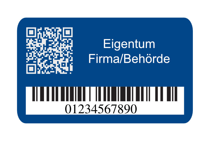 Inventaraufkleber 50x30mm, Typenschild, Stärke 0,5mm, selbstklebend, Alu eloxiert Inventaraufkleber 50x30mm, Typenschild, Stärke 0,5mm, selbstklebend, Alu eloxiert