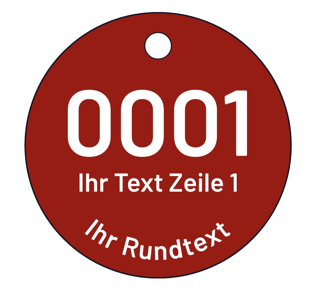 Biotopbaum-rot-6-23 Biotopbaum Baumplakette 4-zeilig, Alu Plakette Baummarke, rot