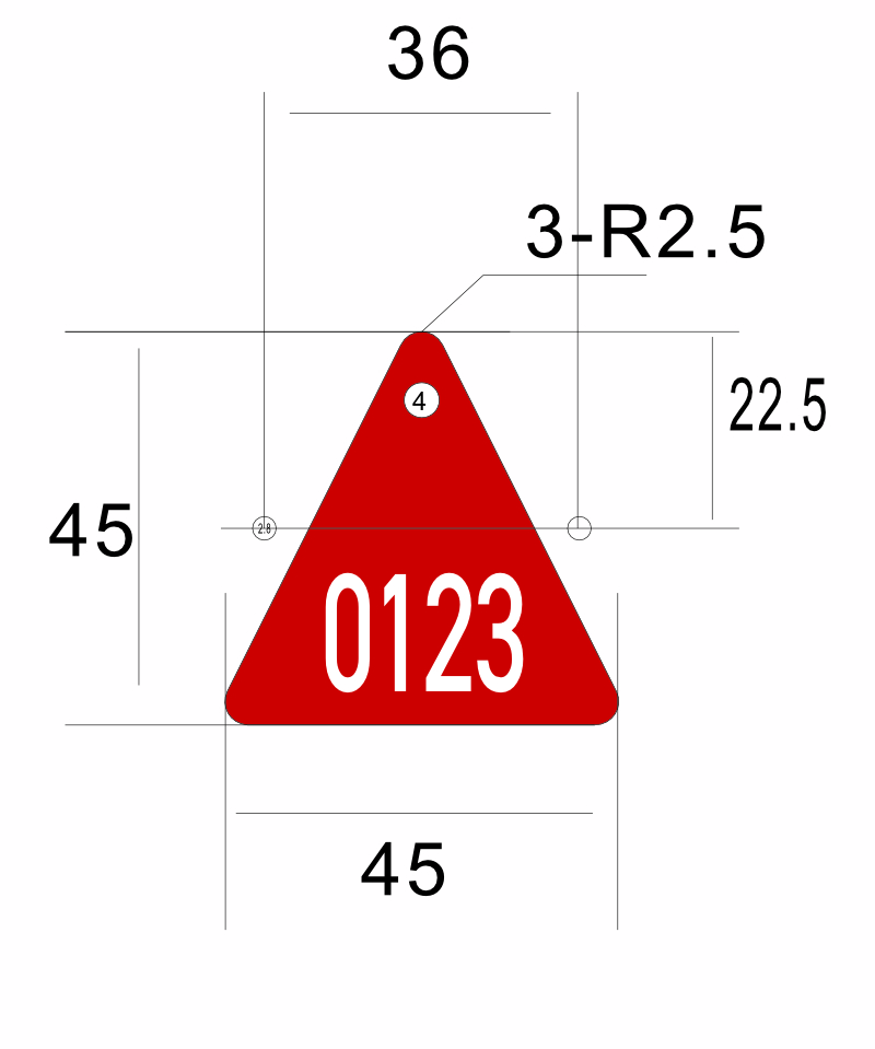 Triangular Aluminium Tree Tag – red – 45-65 mm – laser engraved – with hole Triangular Aluminium Tree Tag – red – 45-65 mm – laser engraved – with hole