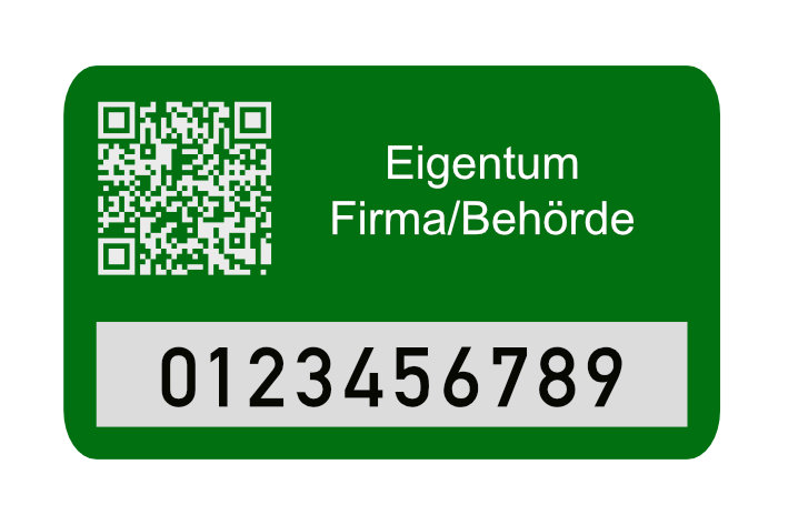 Inventaraufkleber 50x30mm, Typenschild, Stärke 0,5mm, selbstklebend, Alu eloxiert