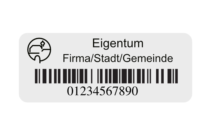 Inventaraufkleber, 50x20mm, Typenschild, Stärke 0,5mm, selbstklebend, Alu eloxiert Inventaraufkleber, 50x20mm, Typenschild, Stärke 0,5mm, selbstklebend, Alu eloxiert