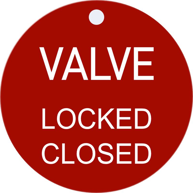 Safety Tags ø 40 mm, anodized aluminum in red or green – with custom text, laser engraving