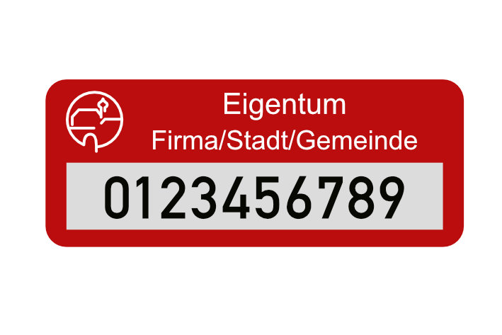 Inventaraufkleber, 50x20mm, Typenschild, Stärke 0,5mm, selbstklebend, Alu eloxiert Inventaraufkleber, 50x20mm, Typenschild, Stärke 0,5mm, selbstklebend, Alu eloxiert