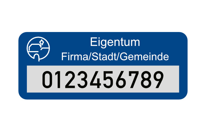 Inventaraufkleber, 50x20mm, Typenschild, Stärke 0,5mm, selbstklebend, Alu eloxiert