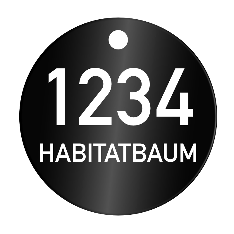Habitatbaum, Baumplakette, ø 30 mm, Aluminium, eloxiert, 2-zeilige Lasergravur