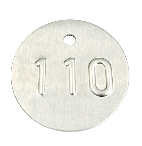 500 Baumplaketten, fortl. Nummerierung 1-500, d=35 t=1mm, Aluminium, erhaben geprägt 500 Baumplaketten, fortl. Nummerierung 1-500, d=35 t=1mm, Aluminium, erhaben geprägt