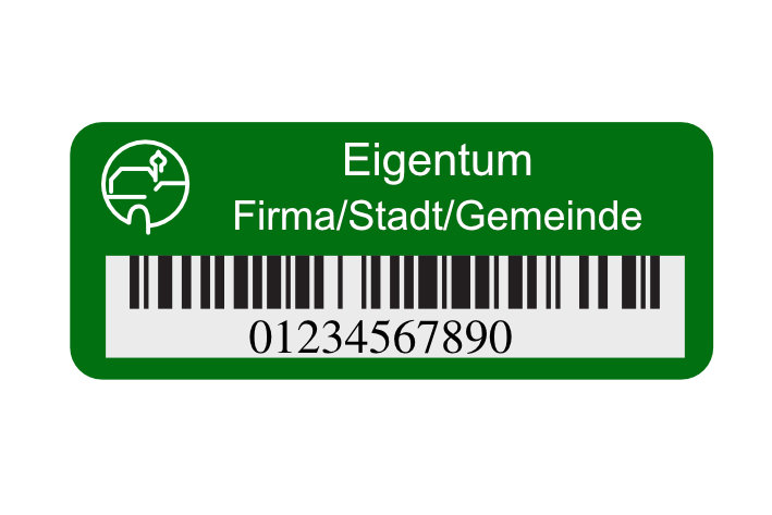 Inventaraufkleber, 50x20mm, Typenschild, Stärke 0,5mm, selbstklebend, Alu eloxiert Inventaraufkleber, 50x20mm, Typenschild, Stärke 0,5mm, selbstklebend, Alu eloxiert