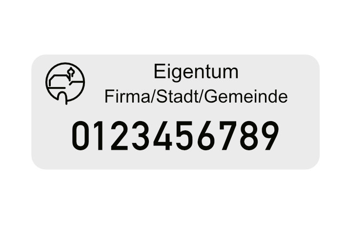 Inventaraufkleber, 50x20mm, Typenschild, Stärke 0,5mm, selbstklebend, Alu eloxiert Inventaraufkleber, 50x20mm, Typenschild, Stärke 0,5mm, selbstklebend, Alu eloxiert