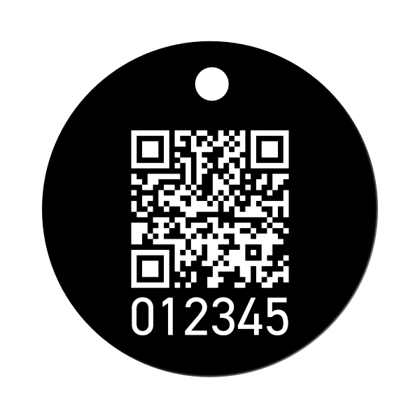 QR-Code Baummarke Ø 40 mm aus eloxiertem Aluminium mit Lasergravur