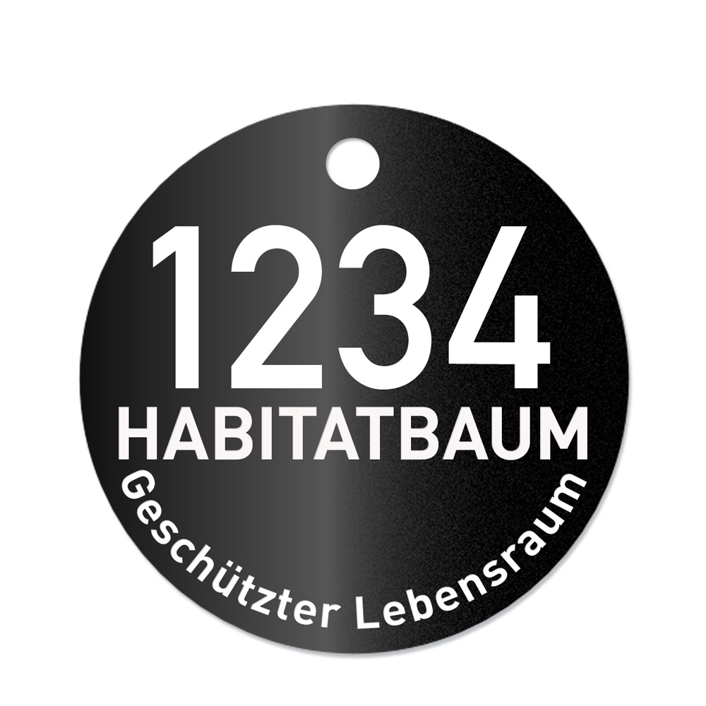 Habitatbaum geschuetzter Lebensraum, Alu Plakette Baummarke, schwarz