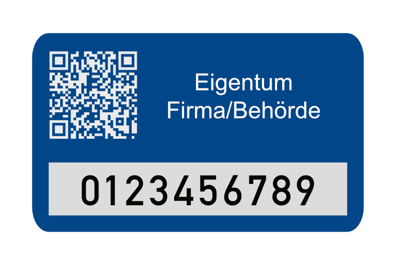 Inventaraufkleber 50x30mm, Typenschild, Stärke 0,5mm, selbstklebend, Alu eloxiert