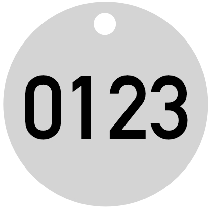 Baummarken Baumplaketten Beschriftung Eloxalunterdruck, silber1. 40mm